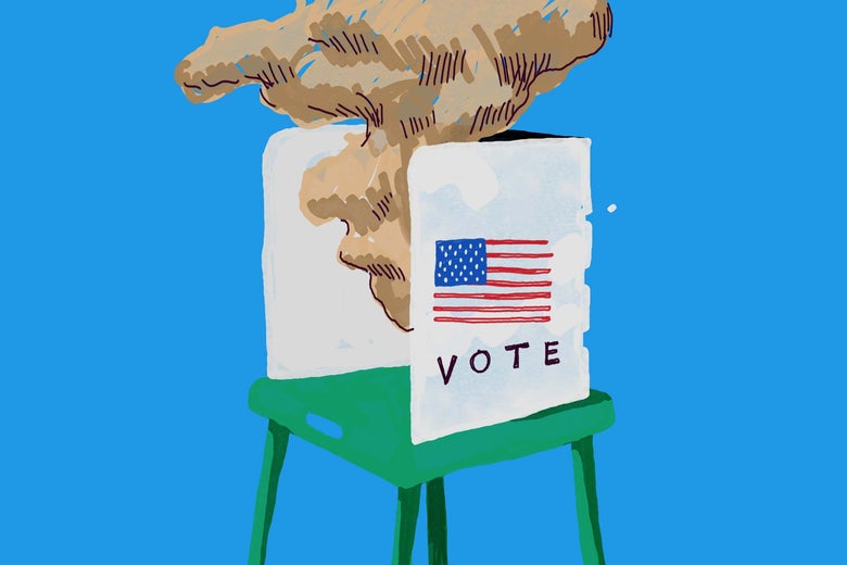 Malfunctioning voting booth.